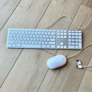 Apple A1243 Wired USB Keyboard W/ White Keypad & A1152 Mouse Genuine Tested
